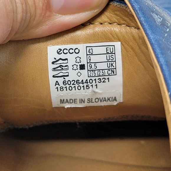 Ecco Shoes Men\'s 9 Leather Blue Lace Up Oxfords Rubber‎ Sole Comfort Leather main image 6